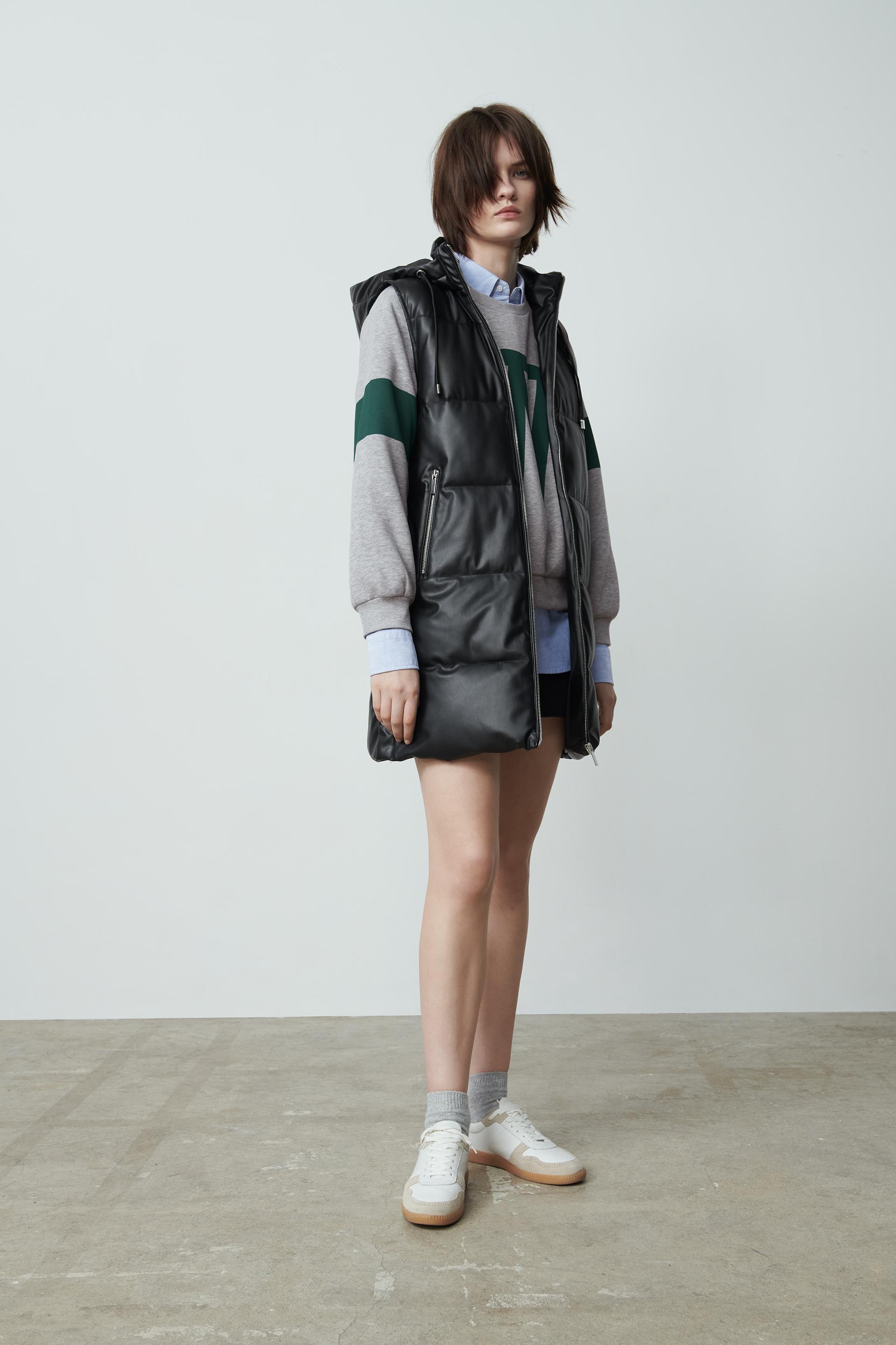 フェイクレザー ロングベスト Zara Japan 日本 フェイクレザー ロングベスト Zara Japan 日本