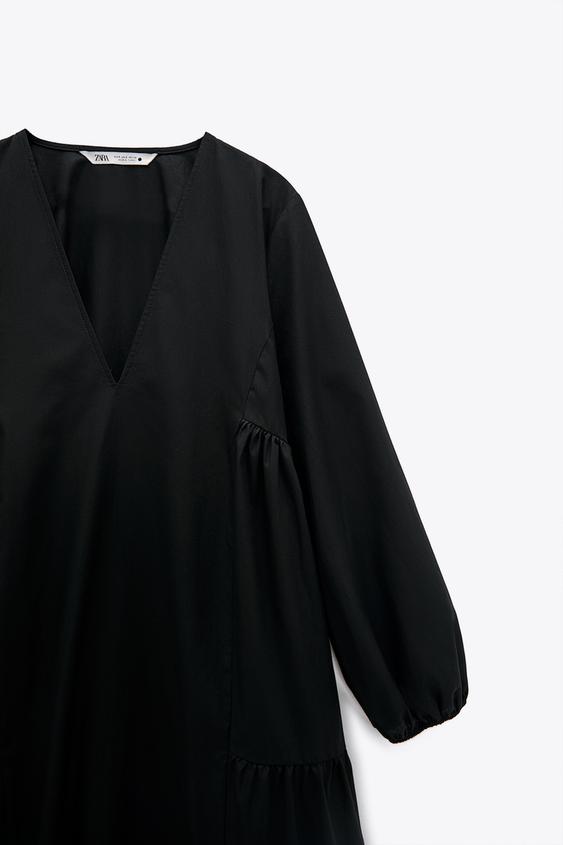 パフスリーブ付きポプリンワンピース Zara Japan 日本