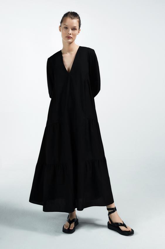 パフスリーブ付きポプリンワンピース Zara Japan 日本 パフスリーブ付きポプリンワンピース Zara Japan 日本