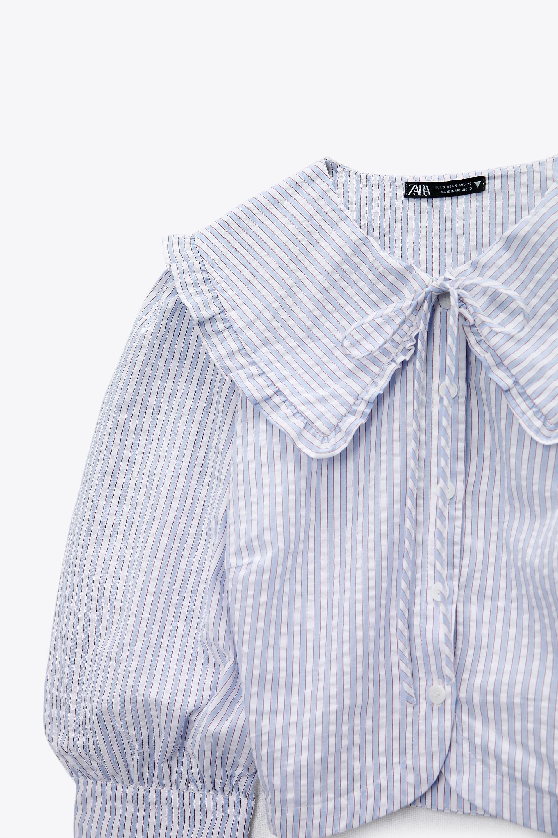 ストライプ柄ピーターパン襟シャツ Zara Japan 日本 ストライプ柄ピーターパン襟シャツ Zara Japan 日本