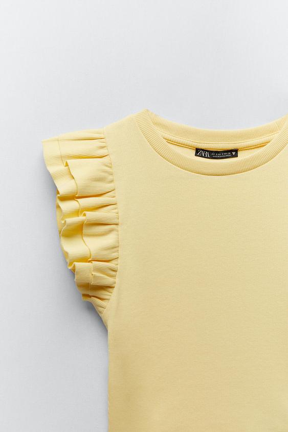 zara yellow ruffle top