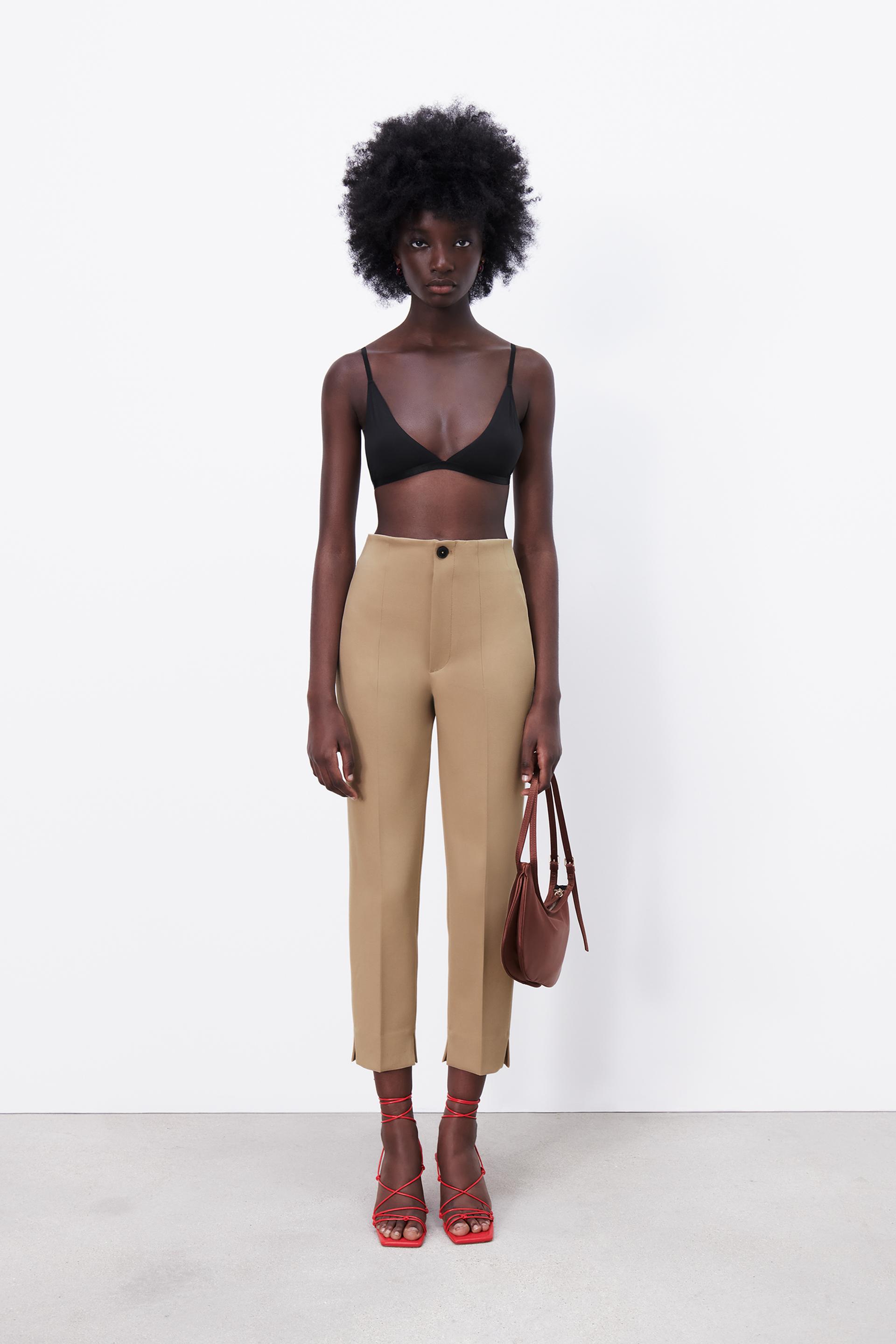 High waisted pants with vents zara Clearance