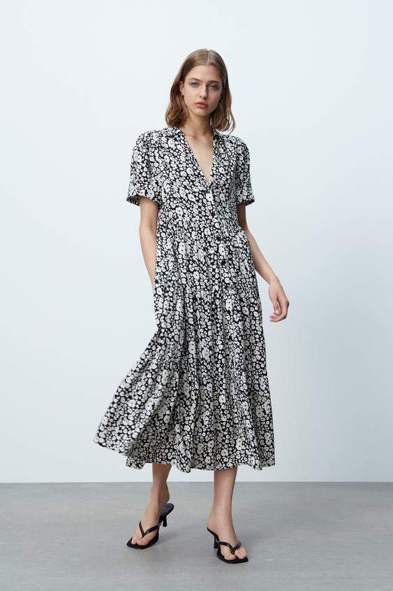 プリント ミディワンピース Zara Japan 日本 プリント ミディワンピース Zara Japan 日本