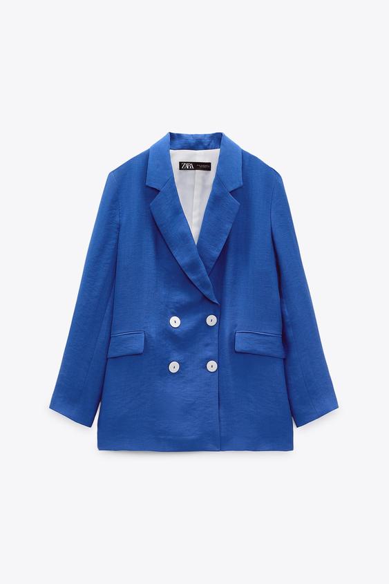 Zara blue double breasted blazer Outlet
