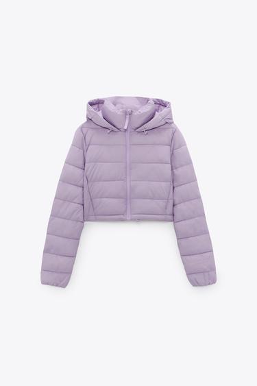 Quilted Cropped Water Repellent Puffer Jacket Lavender Zara Australia