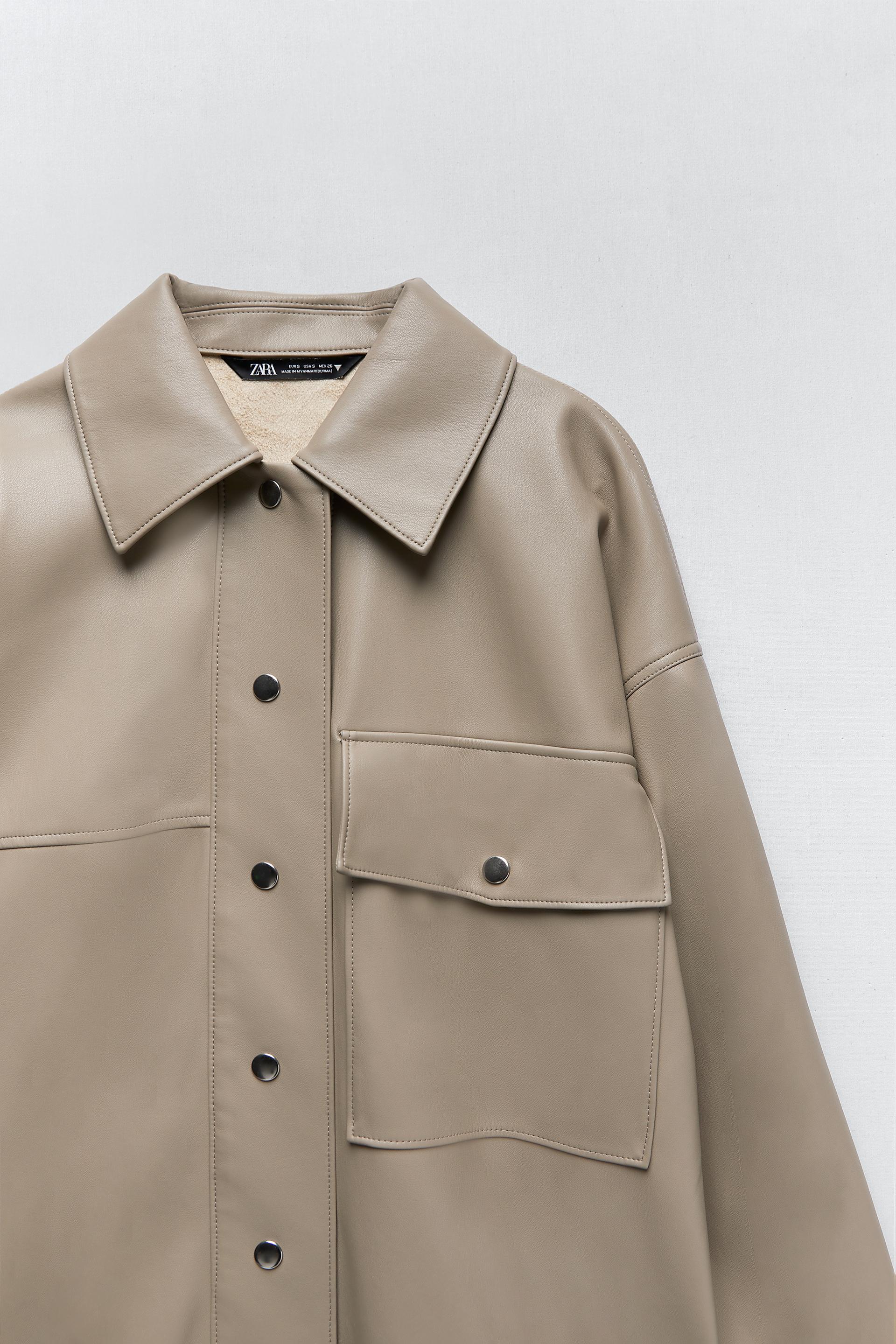 フェイクレザー シャツジャケット Zara Japan 日本 フェイクレザー シャツジャケット Zara Japan 日本
