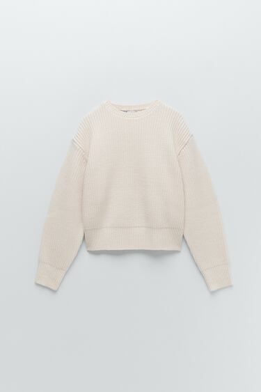 Details about  / ZARA NEW WOMAN RIBBED KNIT SWEATER WITH SHOULDER PADS BONE S-XL 5536//131