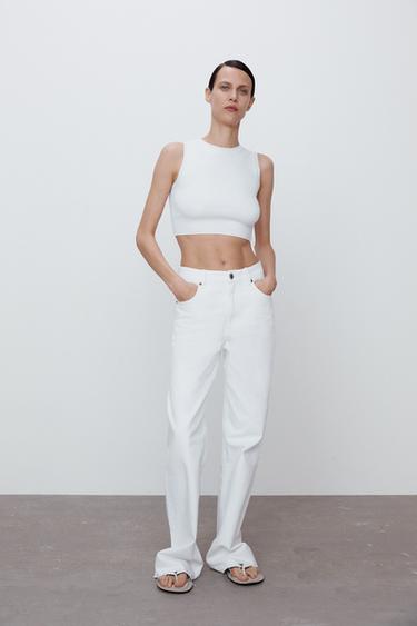 Zara top blanco mujer Clearance