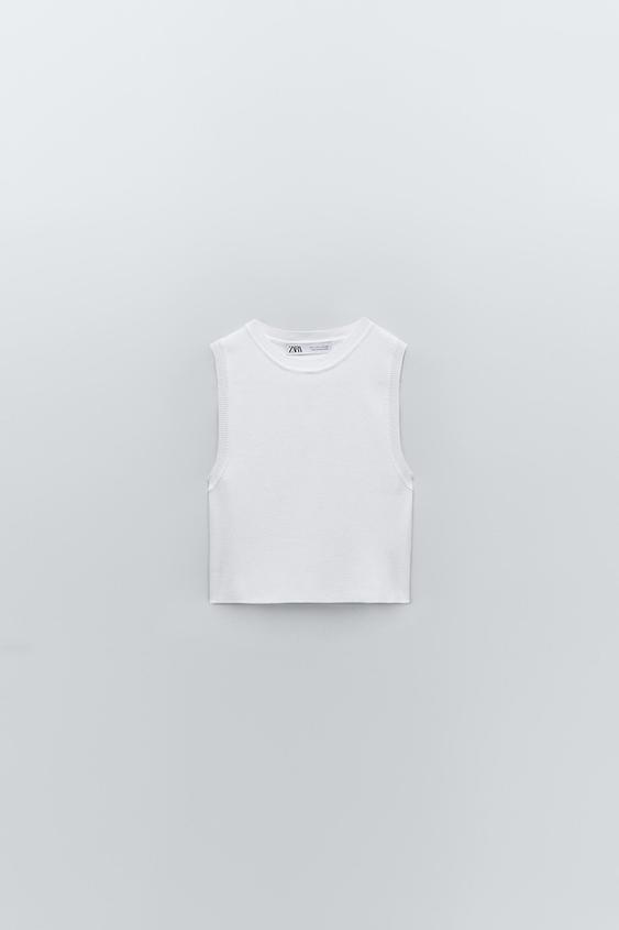 KNIT CROP TOP - White | ZARA Australia