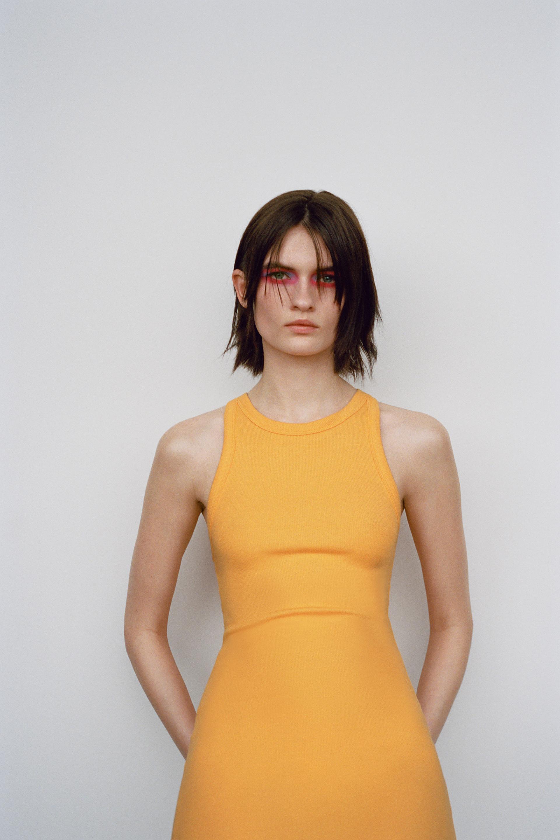 Zara yellow ribbed dress Clearance