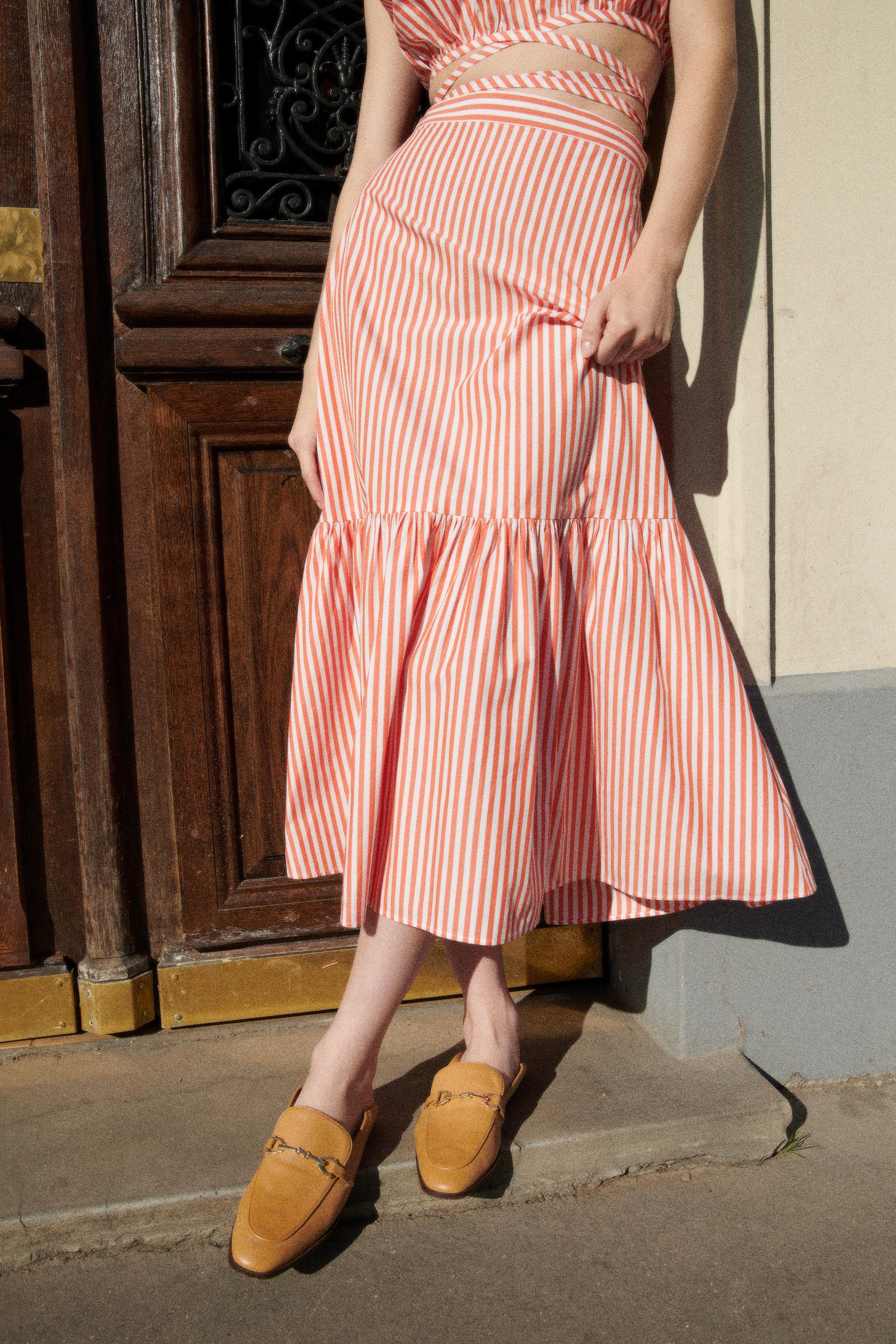 Zara striped poplin skirt Outlet