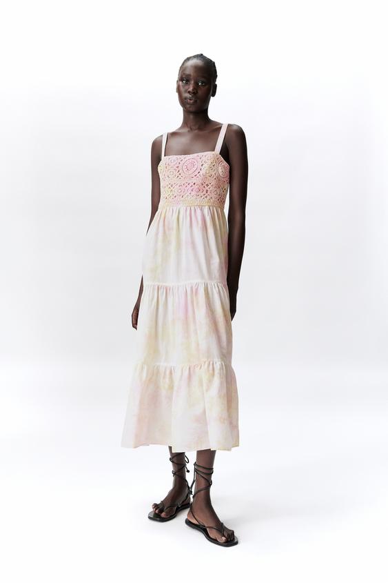 クロシェディテール タイダイワンピース Zara Japan 日本 クロシェディテール タイダイワンピース Zara Japan 日本