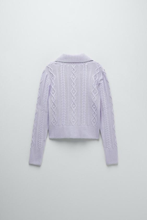 zara cable knit coat