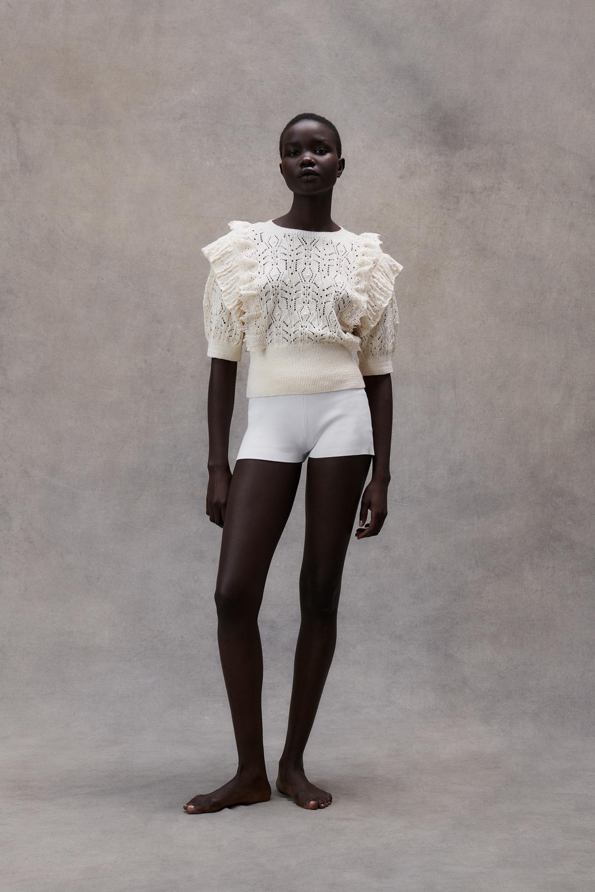 zara ruffled knit top