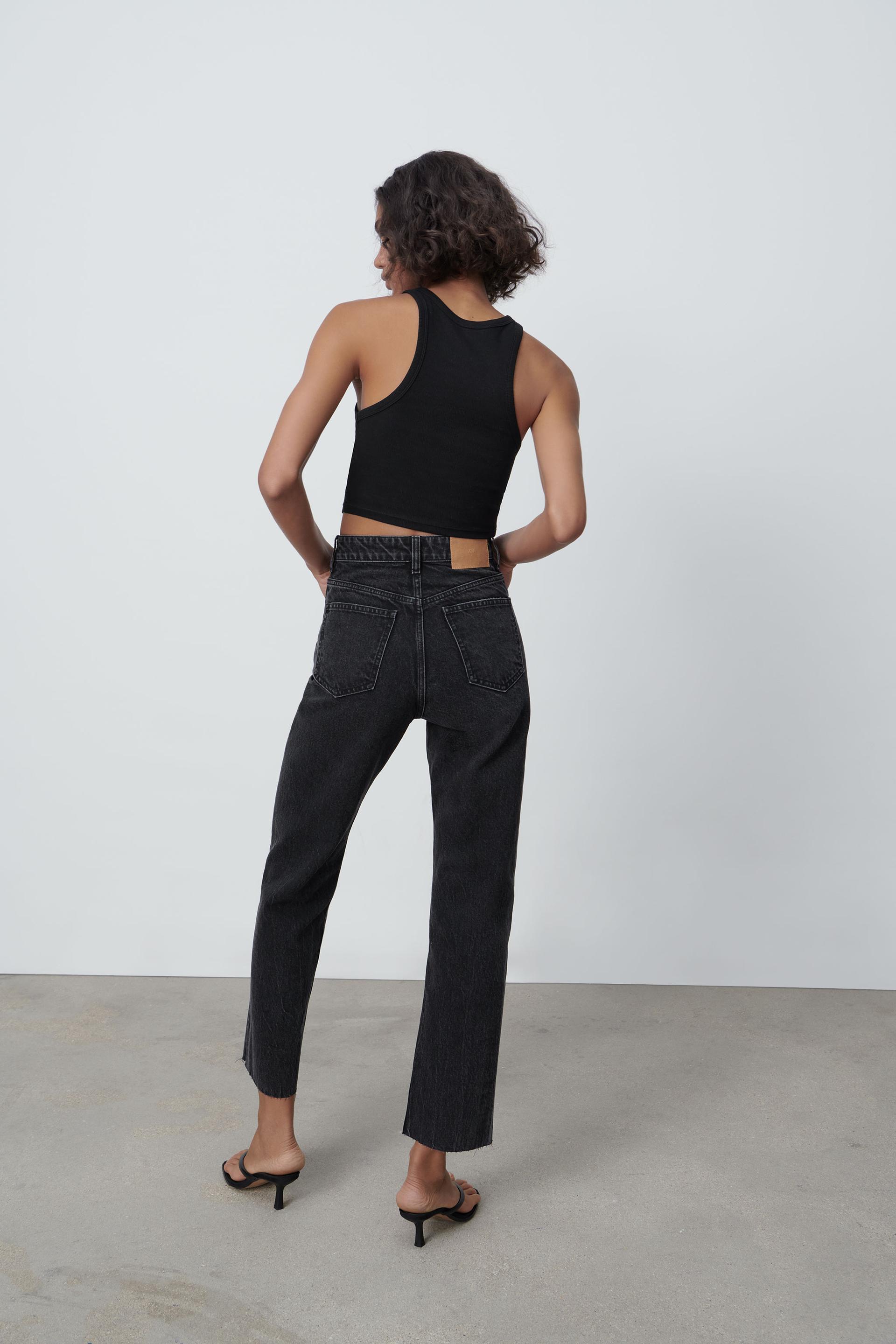 Black straight leg jeans zara Clearance