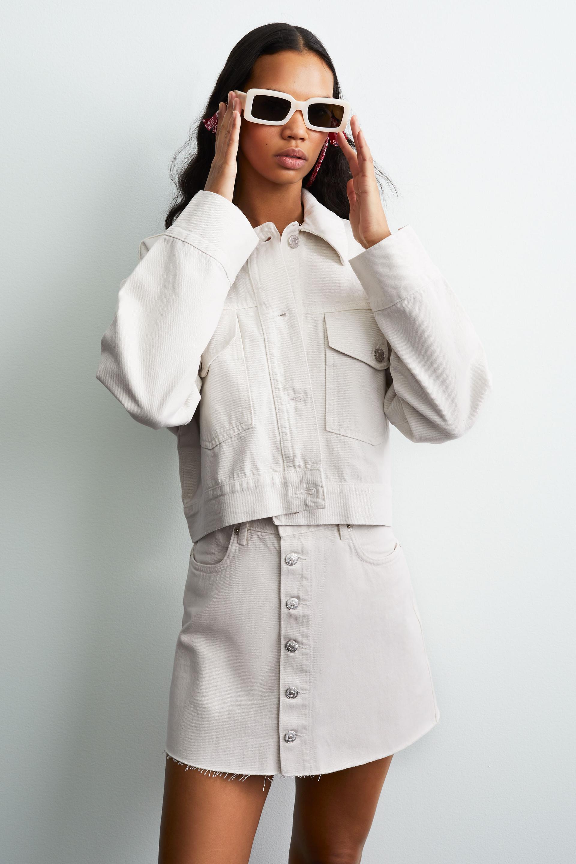 COLOURED DENIM JACKET - Cream | ZARA 