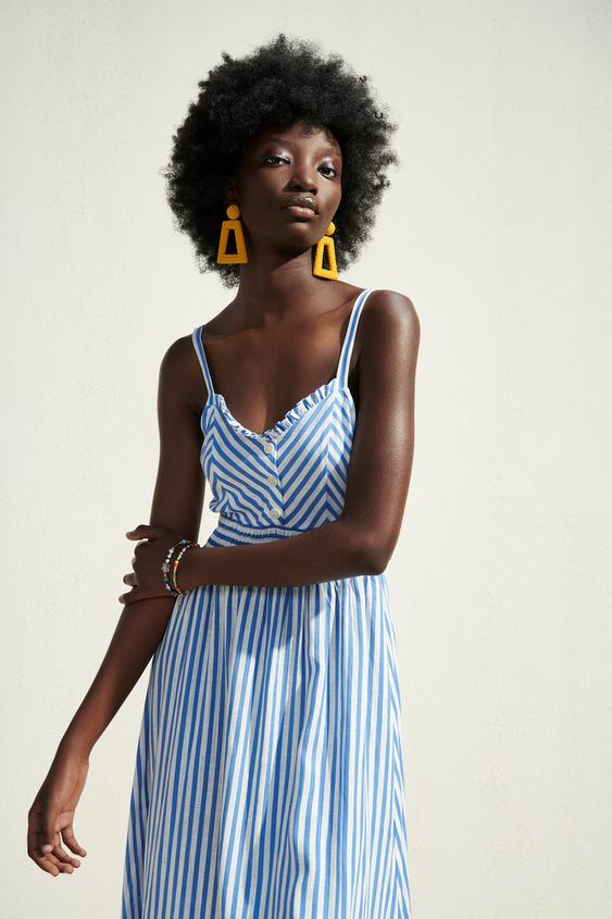 ストライプ柄ミディ丈ワンピース Zara Japan 日本 ストライプ柄ミディ丈ワンピース Zara Japan 日本
