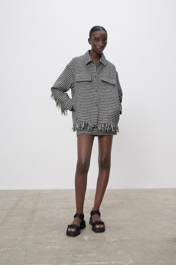 千鳥格子柄シャツジャケット Zara Japan 日本 千鳥格子柄シャツジャケット Zara Japan 日本