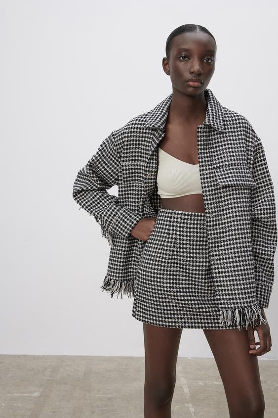 千鳥格子柄シャツジャケット Zara Japan 日本 千鳥格子柄シャツジャケット Zara Japan 日本