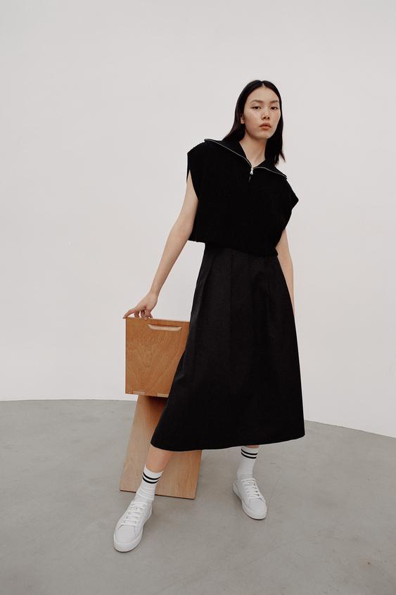 ボックスプリーツミディスカート Zara Japan 日本 ボックスプリーツミディスカート Zara Japan 日本