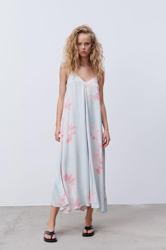 サテンタイダイ ワンピース Zara Japan 日本 サテンタイダイ ワンピース Zara Japan 日本