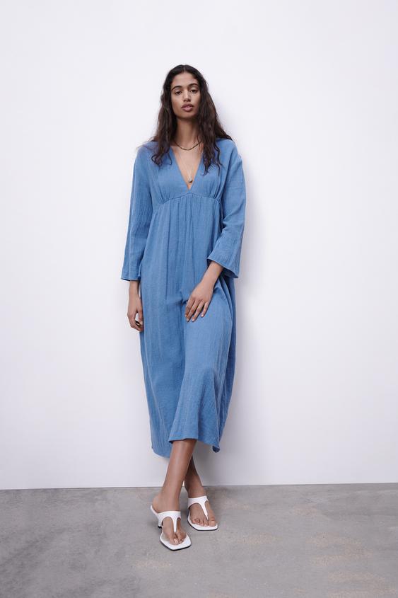 リネンブレンド テクスチャーワンピース Zara Japan 日本 リネンブレンド テクスチャーワンピース Zara Japan 日本