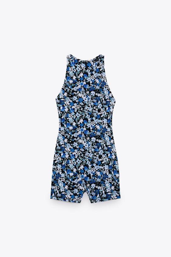 Zara blue floral jumpsuit