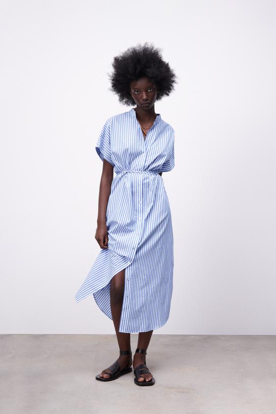 ストライプ柄ミディ丈ワンピース Zara Japan 日本 ストライプ柄ミディ丈ワンピース Zara Japan 日本