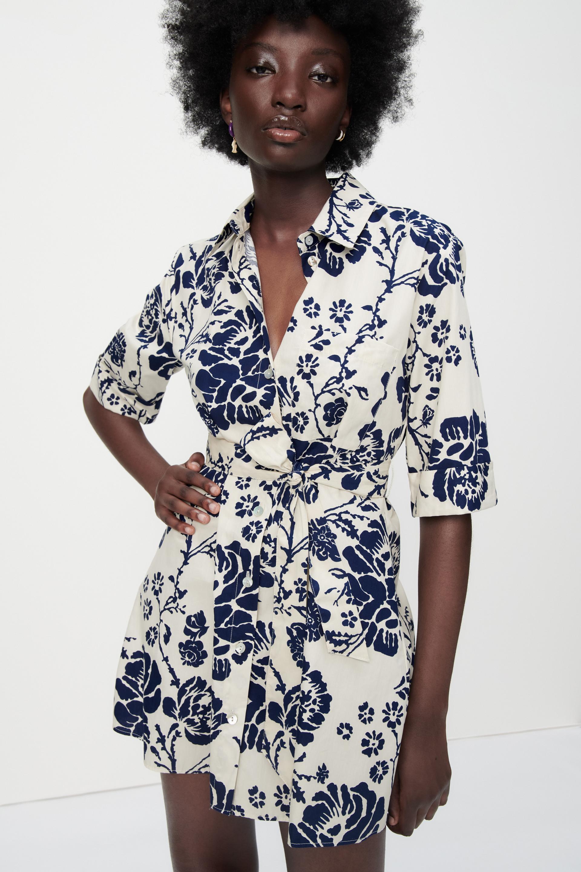 zara flowy printed dress