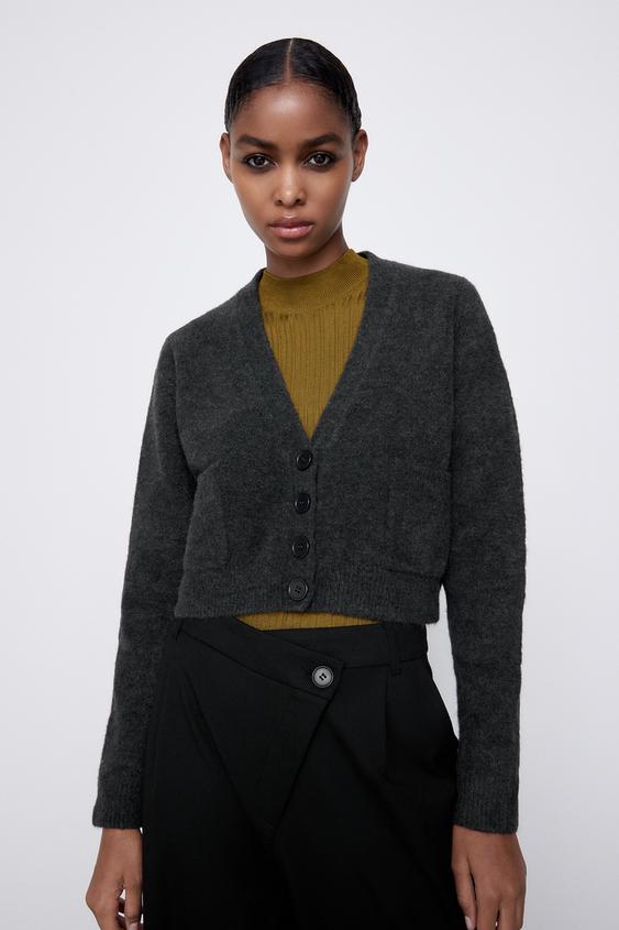 zara pocket knit cardigan