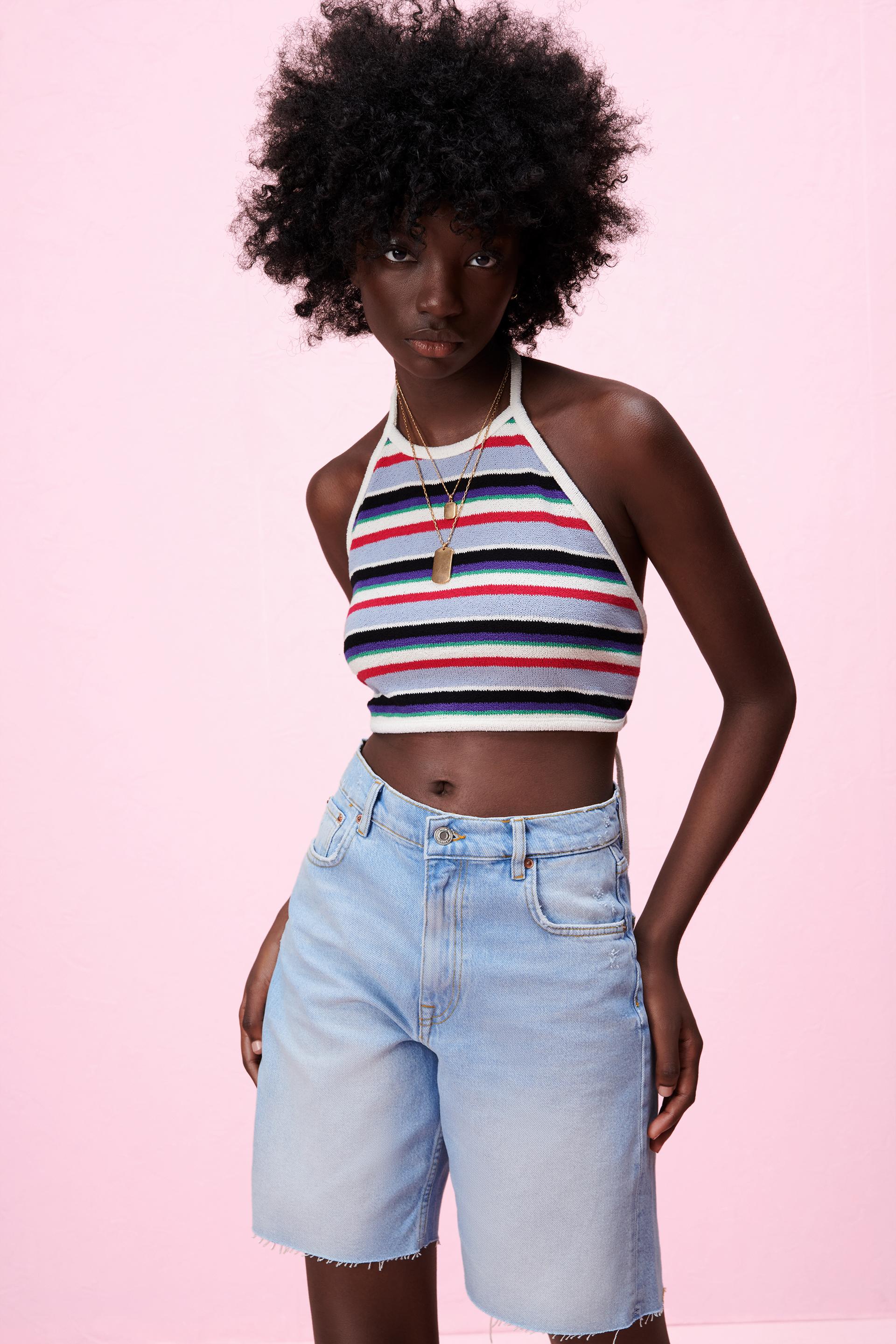 Jacquard crop top zara Clearance