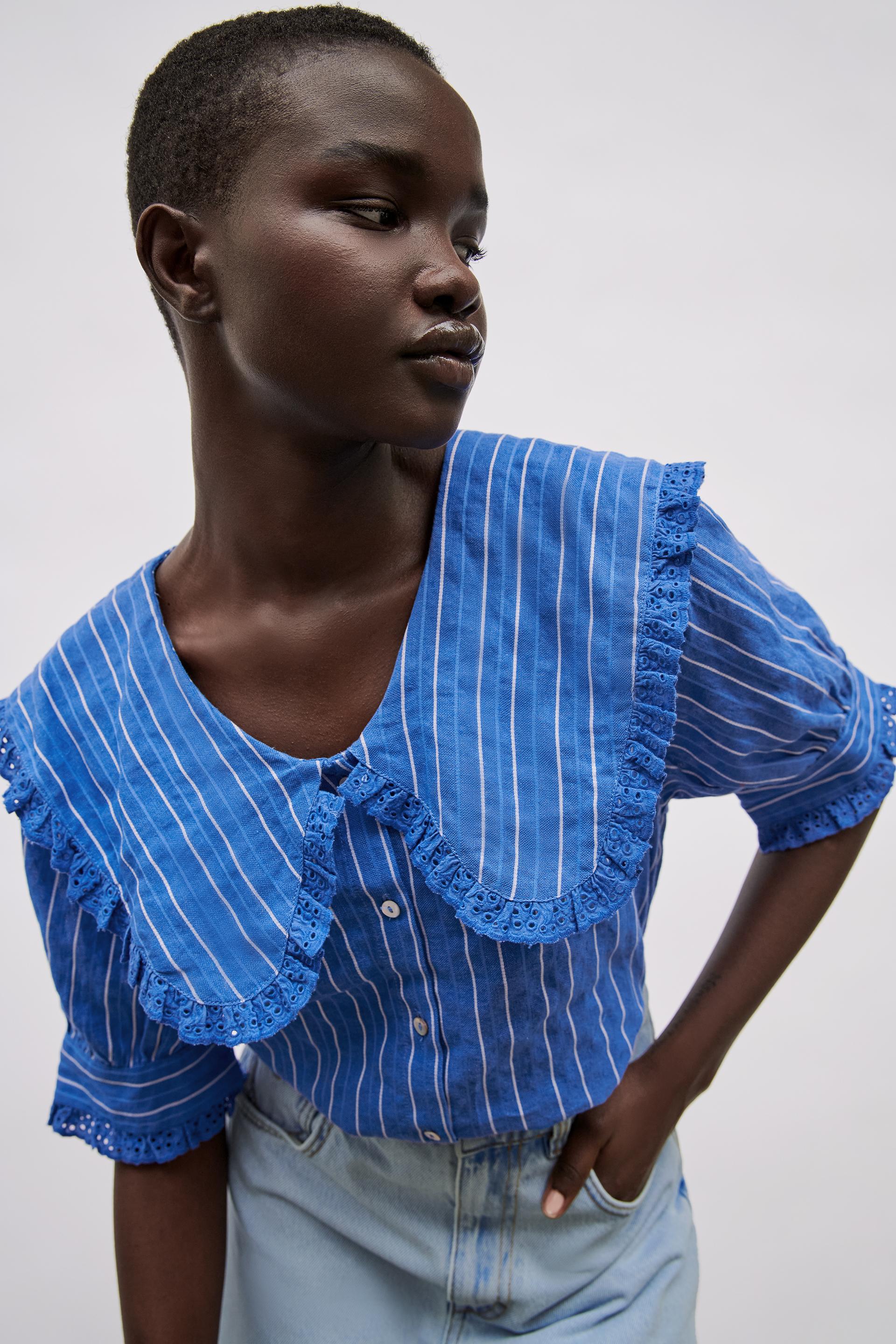 ピーターパンカラー ストライプ シャツ Zara Japan 日本 ピーターパンカラー ストライプ シャツ Zara Japan 日本