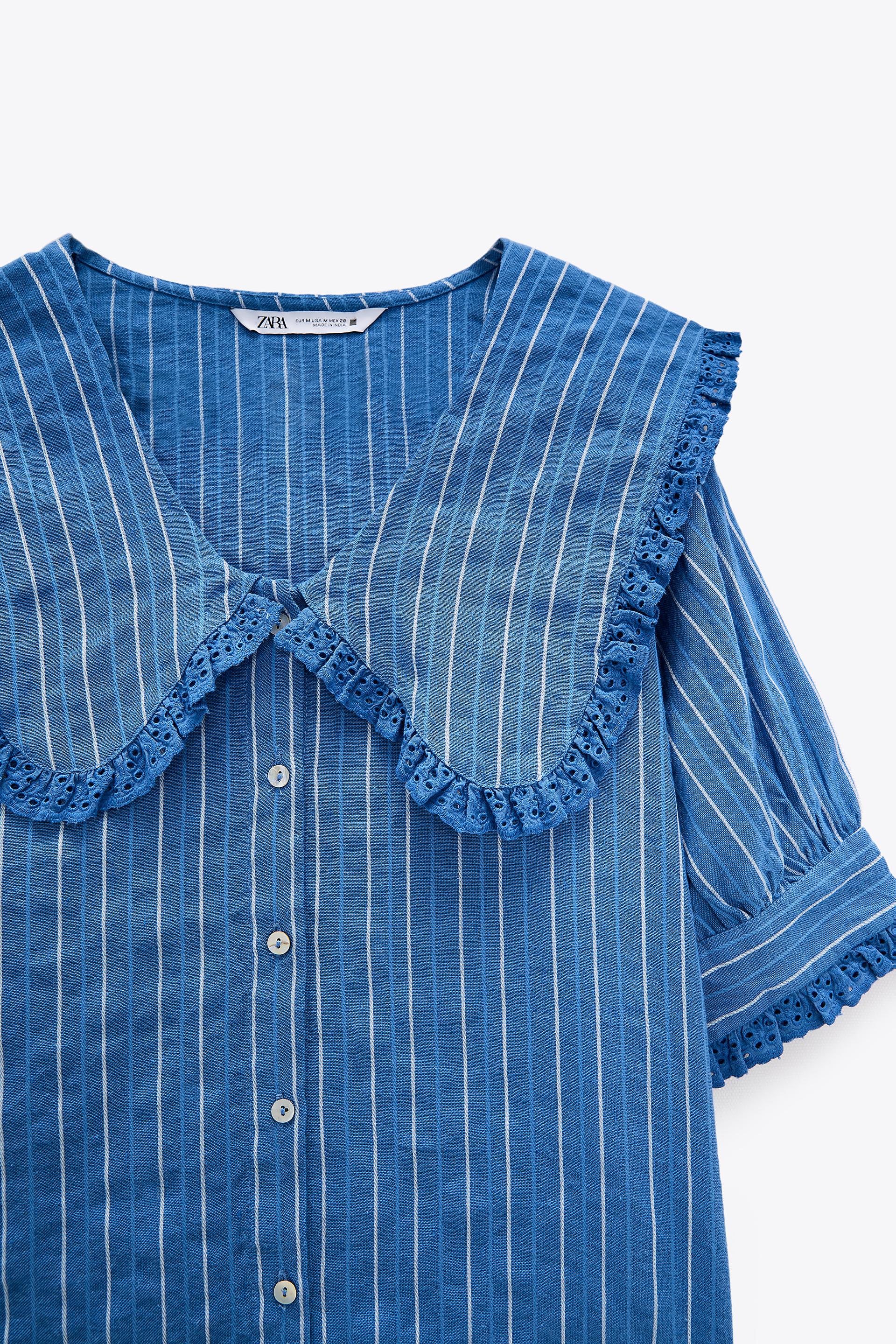 ピーターパンカラー ストライプ シャツ Zara Japan 日本 ピーターパンカラー ストライプ シャツ Zara Japan 日本
