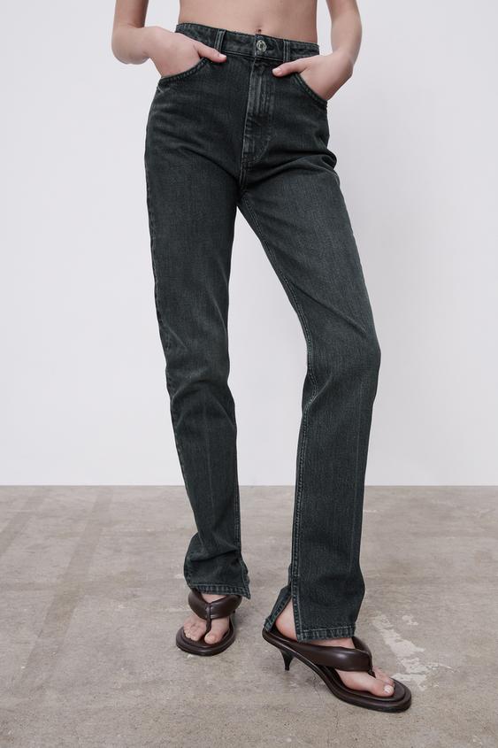 zara grey split jeans