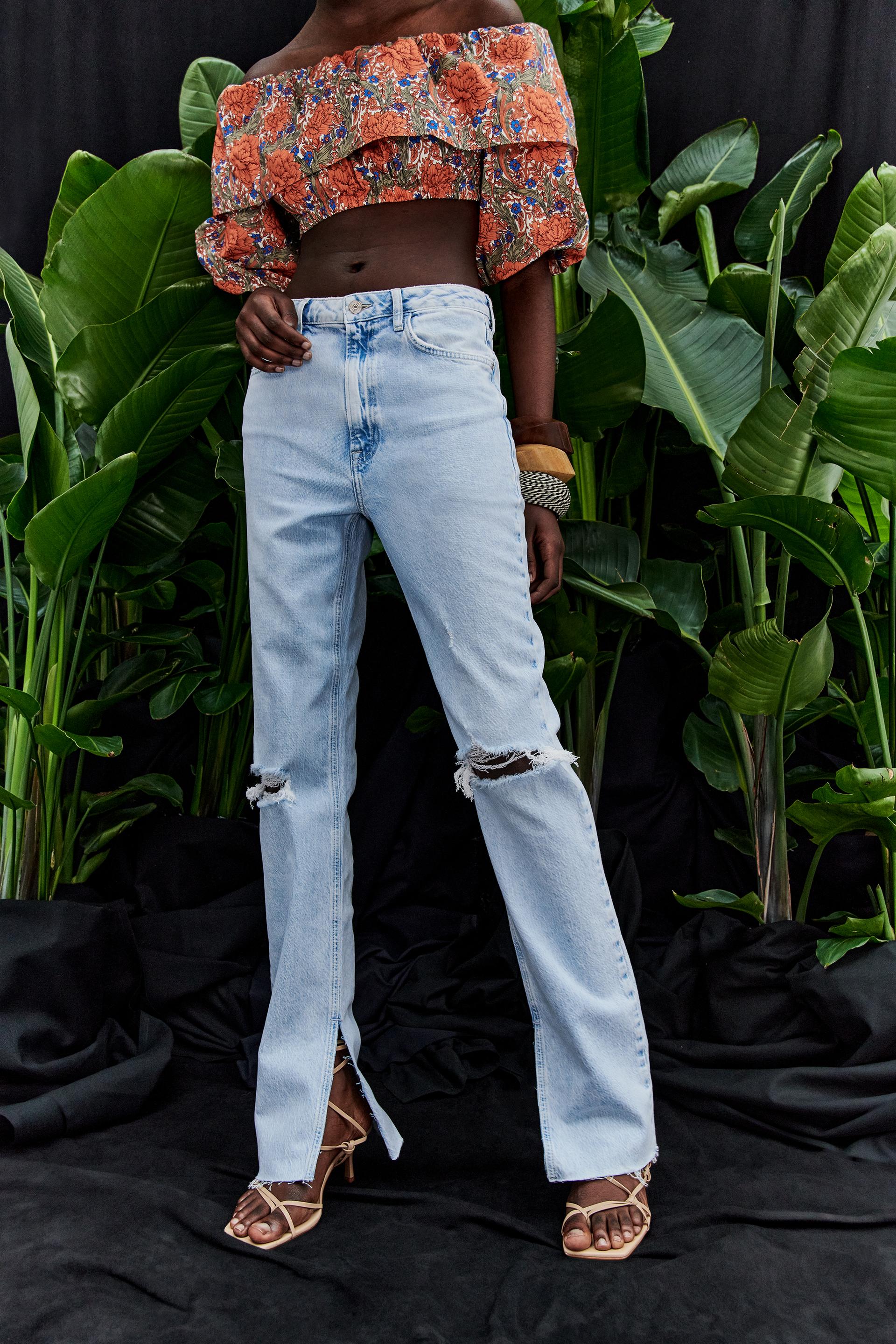 Zara flared ripped slim fit jeans Clearance