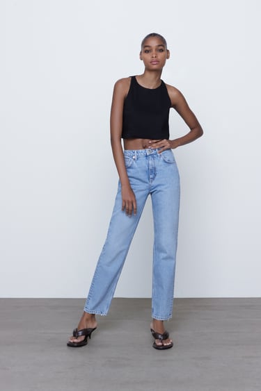 Image 0 of SLIM FIT HI-RISE JEANS from Zara
