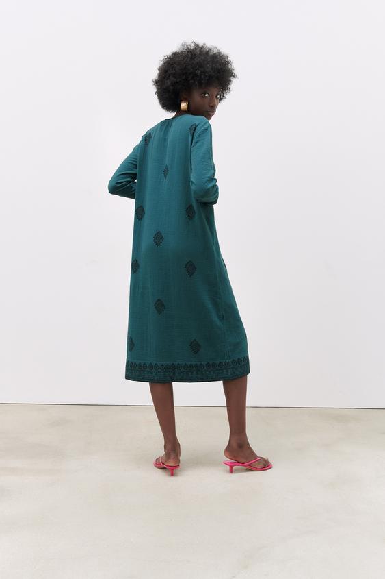 プリント柄ミディ丈ワンピース Zara Japan 日本 プリント柄ミディ丈ワンピース Zara Japan 日本