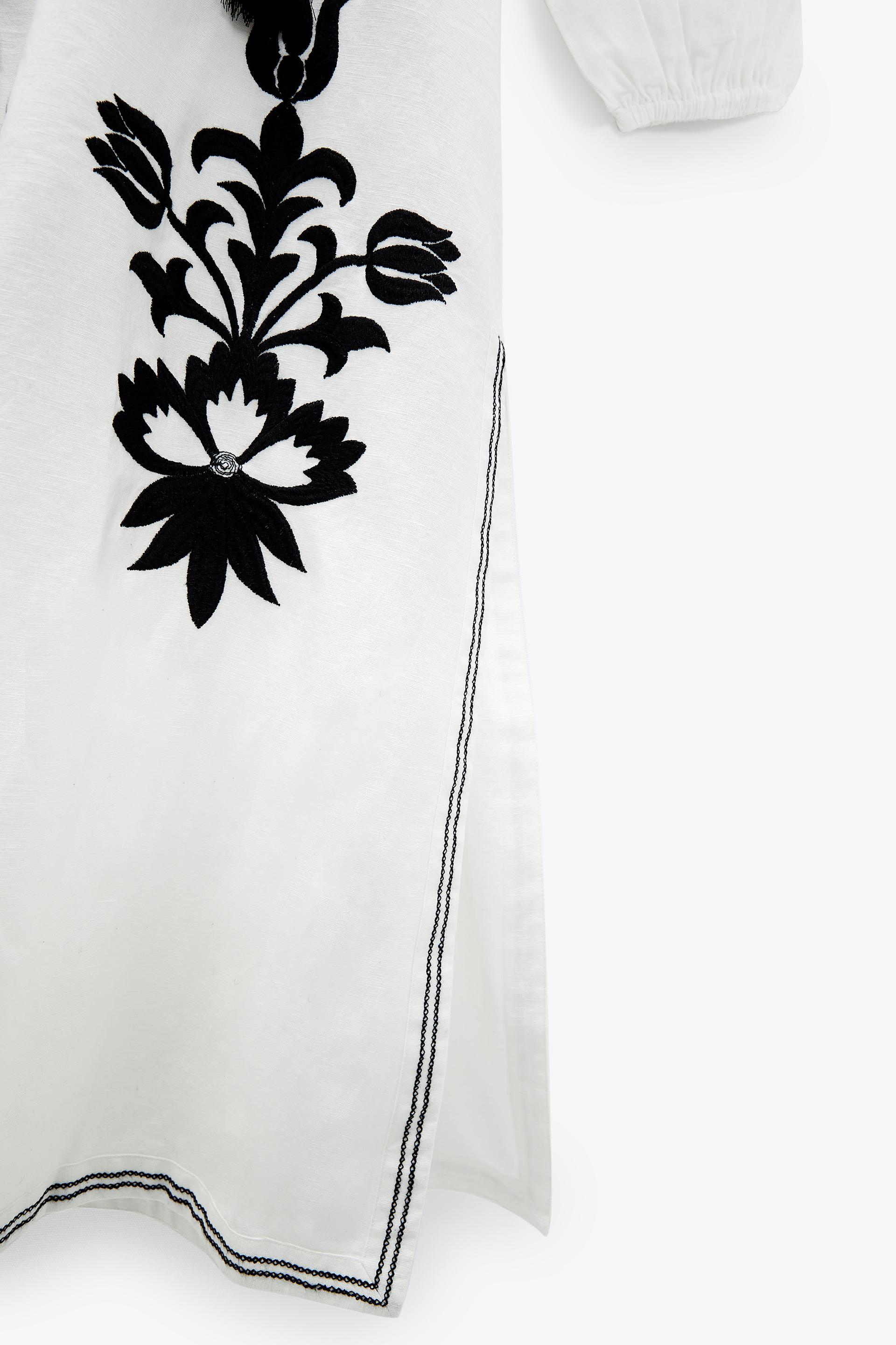 刺繍入りミディ丈ワンピース Zara Japan 日本