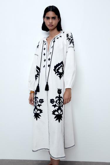 zara black and white dress