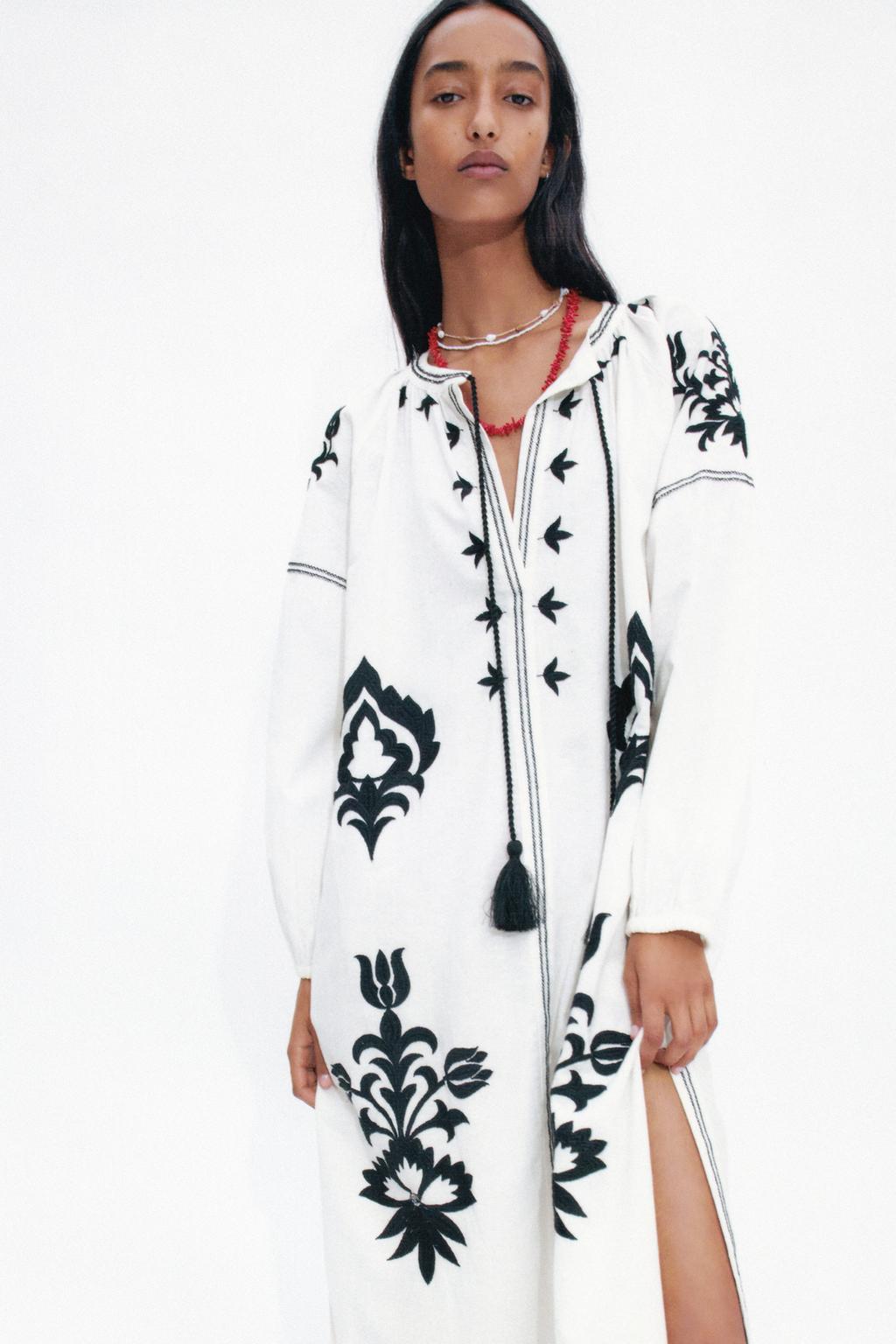 EMBROIDERED MIDI DRESS