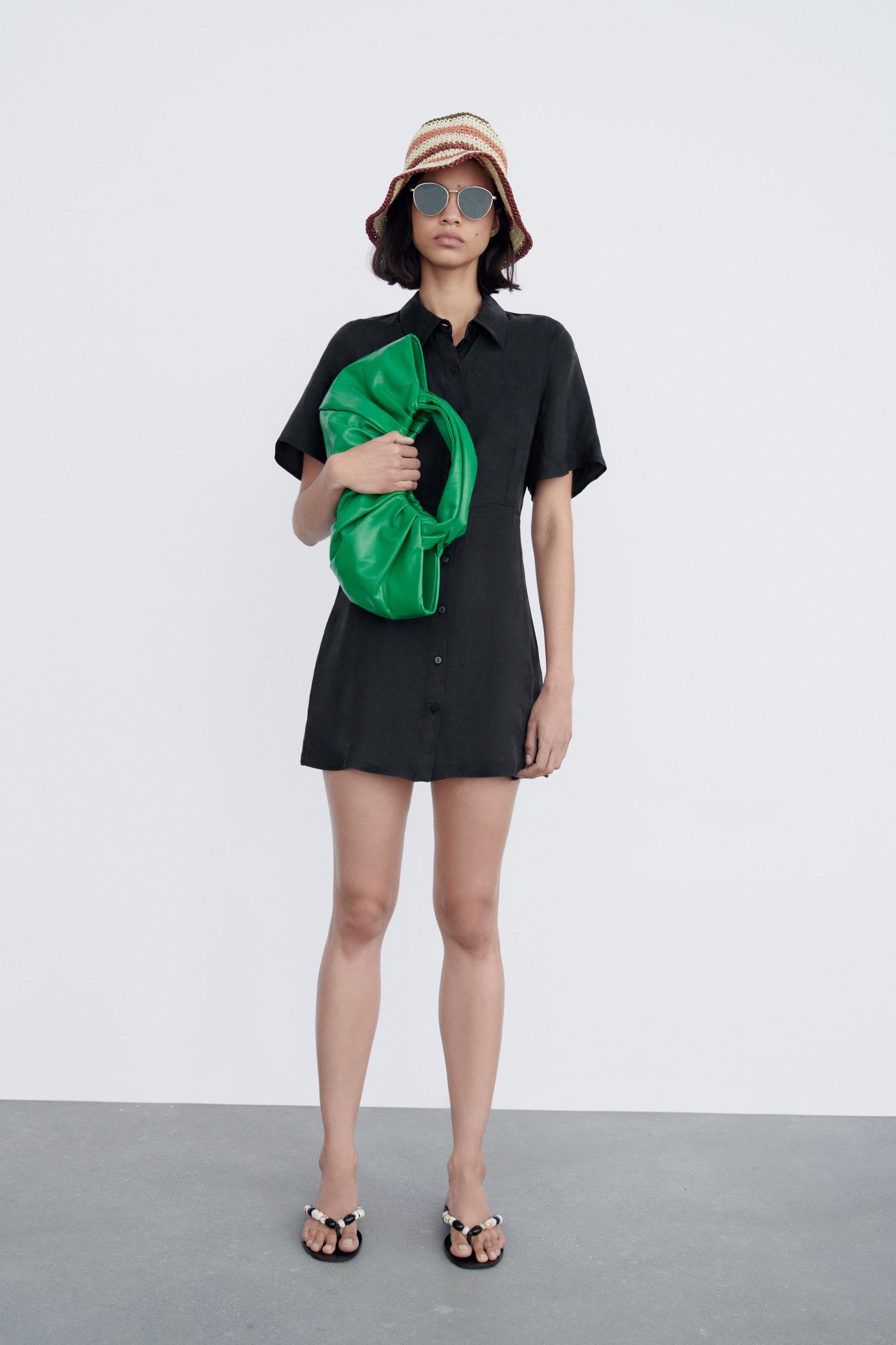 フルイドミニ丈ワンピース ブラック Zara Japan 日本 フルイドミニ丈ワンピース ブラック Zara Japan 日本