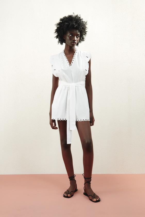 Zara embroidered jumpsuit clearance