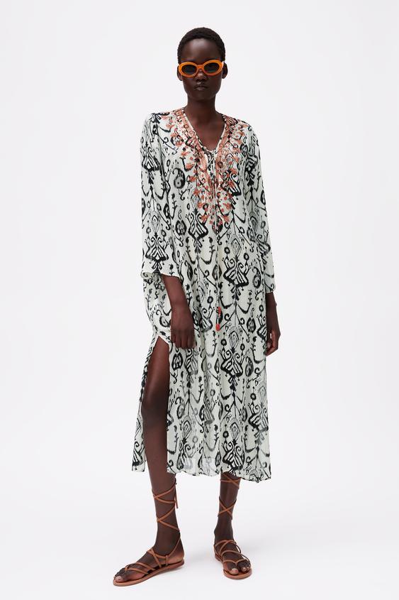 刺繍入りミディ丈ワンピース Zara Japan 日本 刺繍入りミディ丈ワンピース Zara Japan 日本