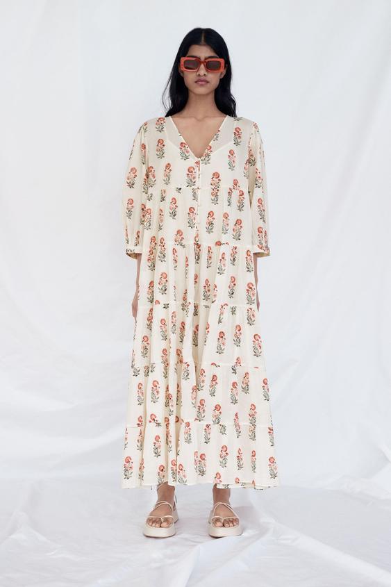 Zara tiered dress clearance