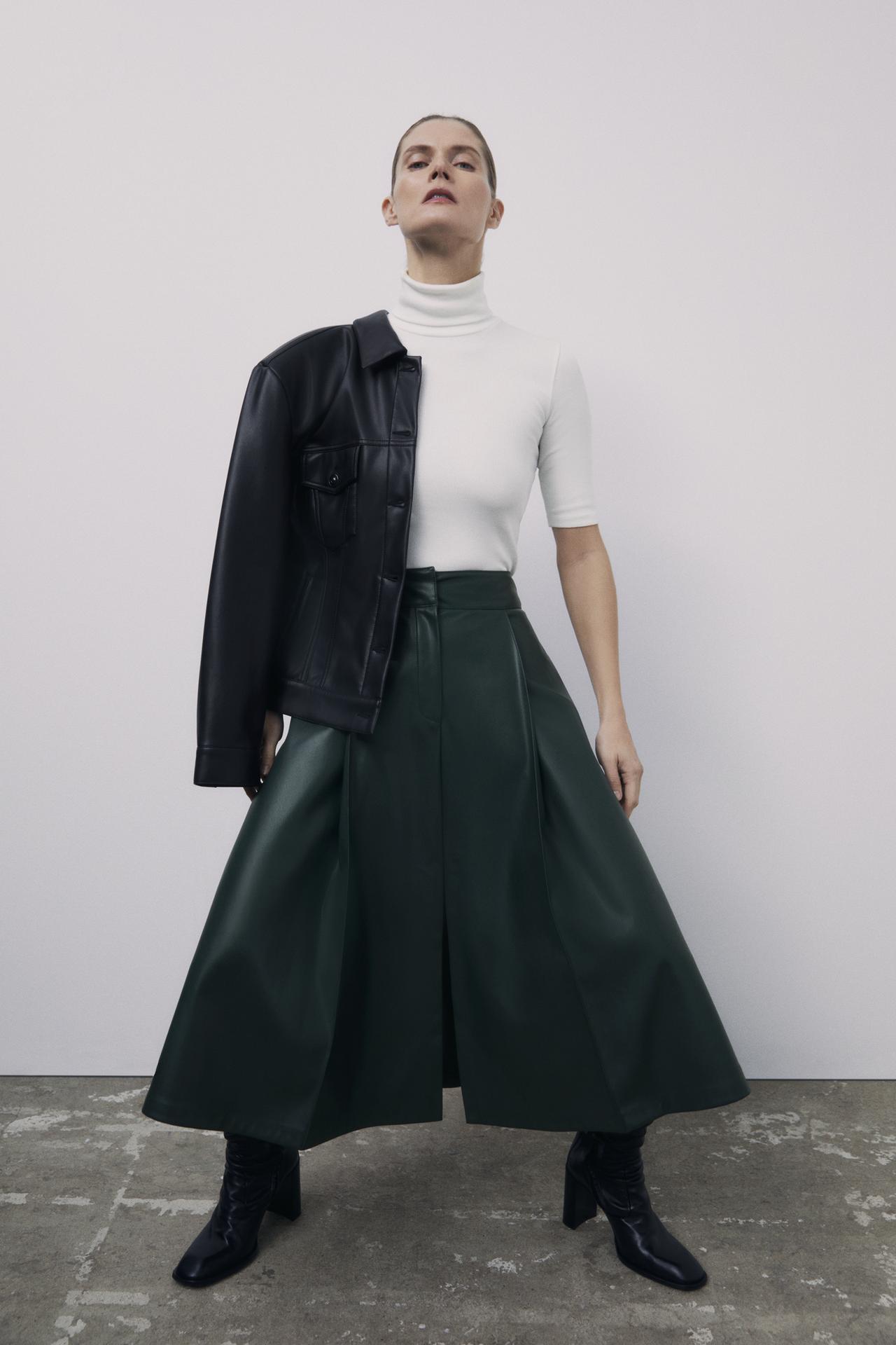 Image 1 of FAUX LEATHER MIDI SKIRT from Zara