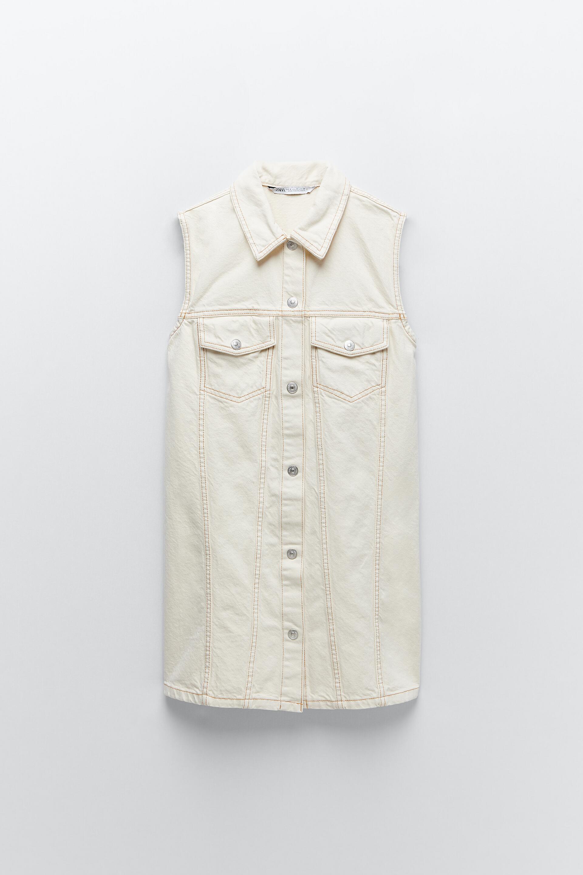 short sleeve denim dress zara