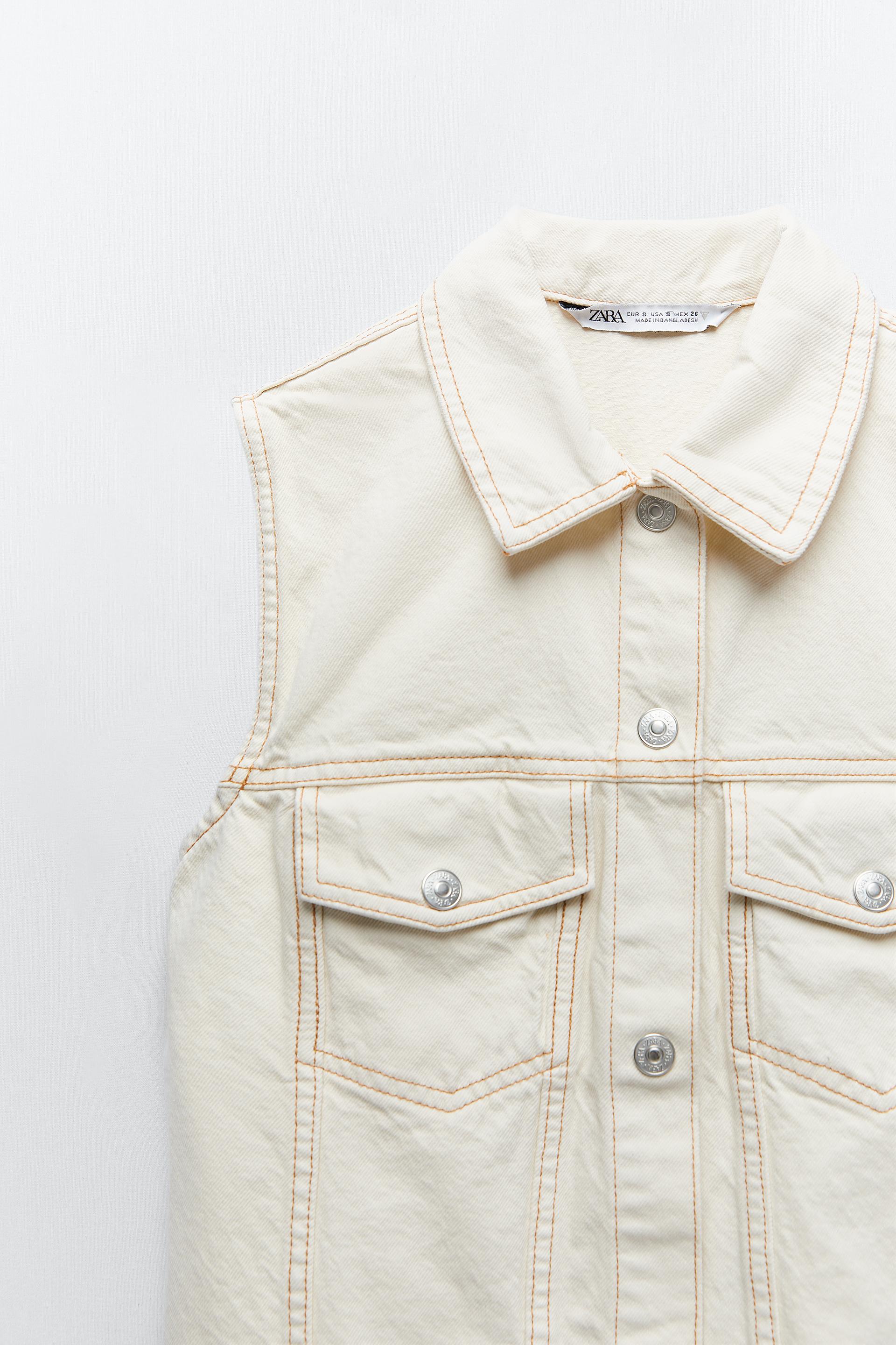 DENIM DRESS WITH TOPSTITCHING - Vanilla 