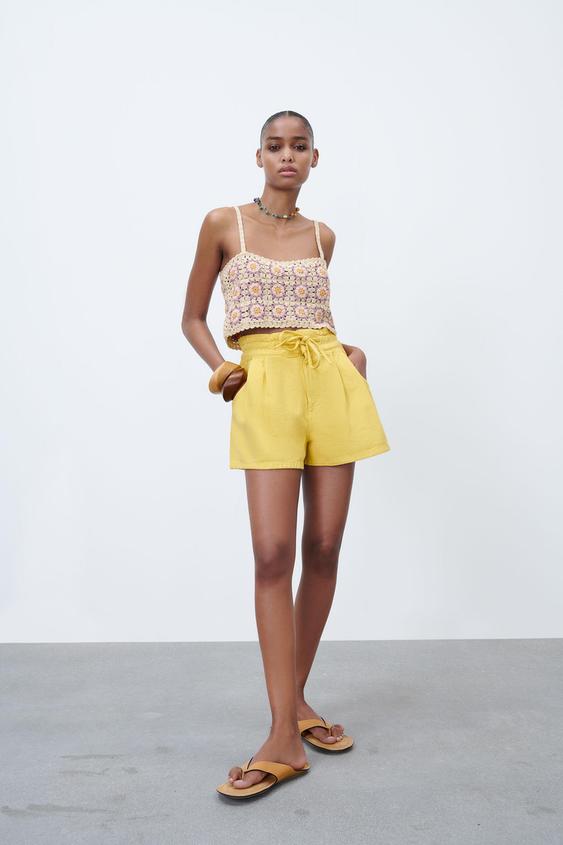 Zara yellow shorts Clearance
