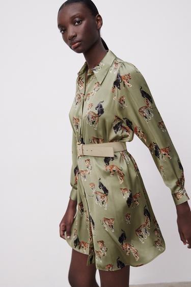 ベルト付きプリント柄ワンピース Zara Japan 日本 ベルト付きプリント柄ワンピース Zara Japan 日本