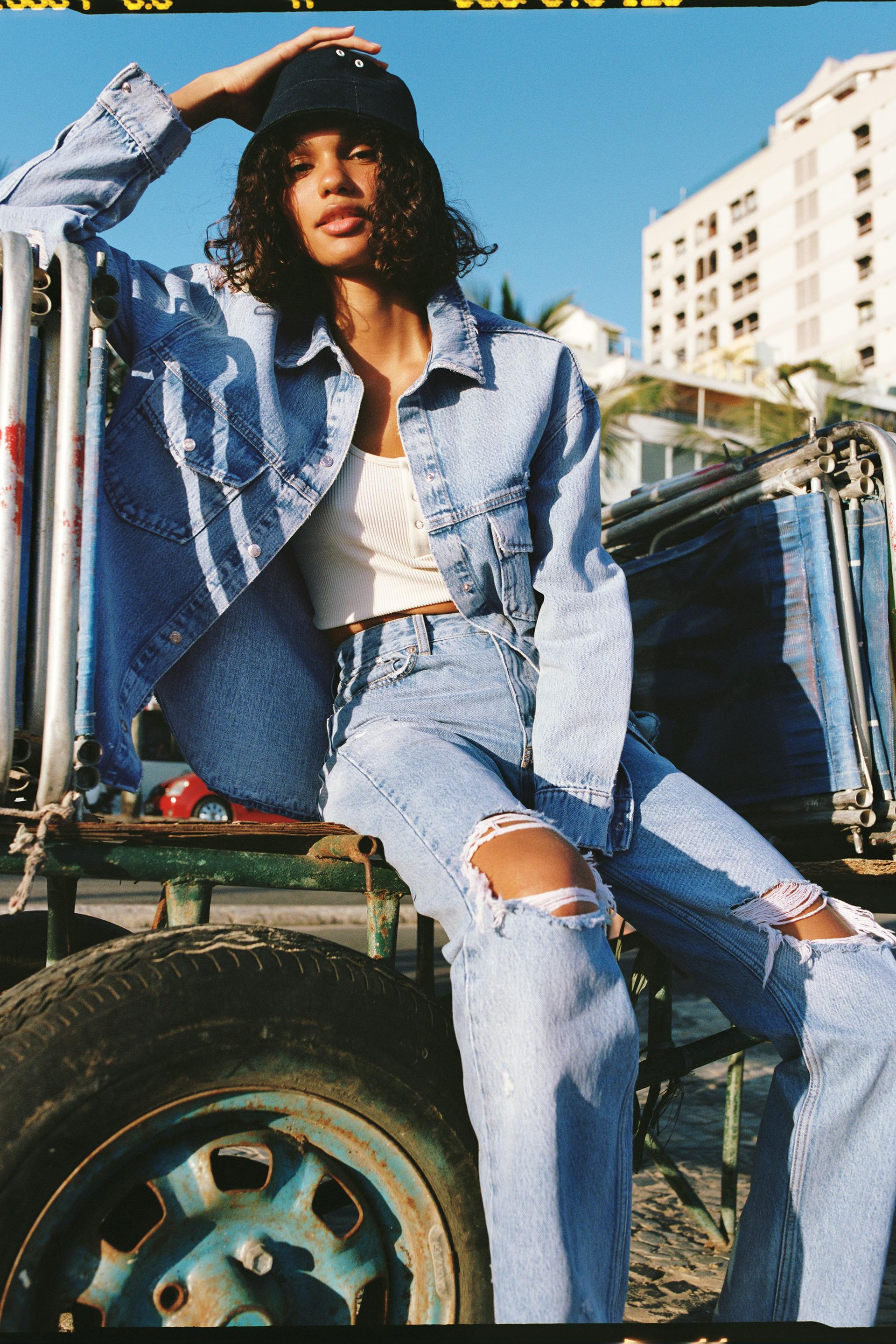 Zara ripped stain dye jeans clearance